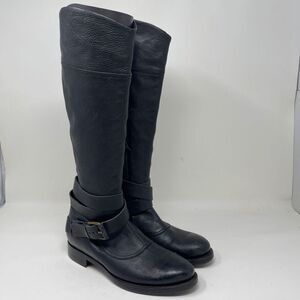 Buttero Women's Riding Tall Boots Wrap Around Buckle Black Leather Size EU 36
